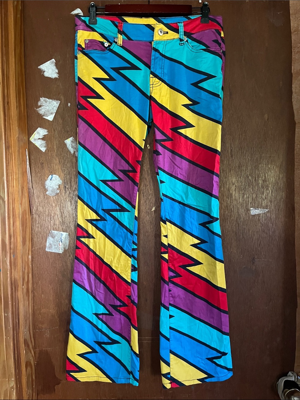 Loudmouth Women’s Lightning-Stripe Flare Pants Blue, Yellow, Red, Purple Size 4